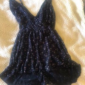 American Eagle Black Floral Romper